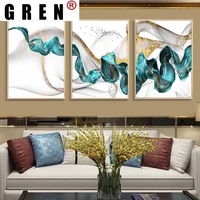 gren abstract morden blue golden spalsh prints canvas painting poster printing wall art pictures living room bedroom home decor
