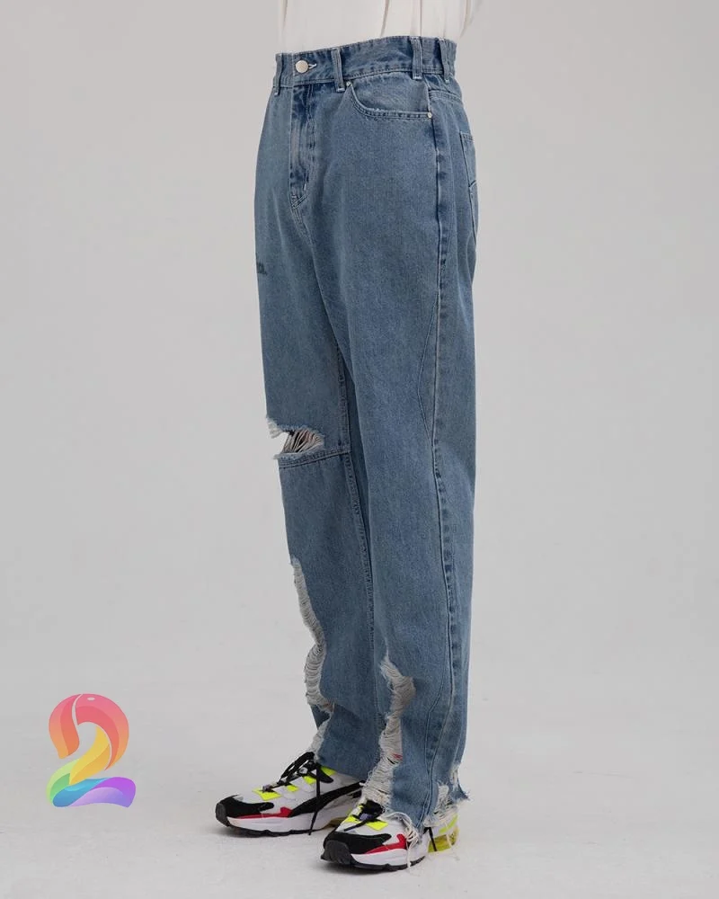 

Korean Trendy Brand ADER ERROR High-waisted Jeans Aedrerror Yang Mi with The Same Paragraph Hole Letter Printing Casual Trousers