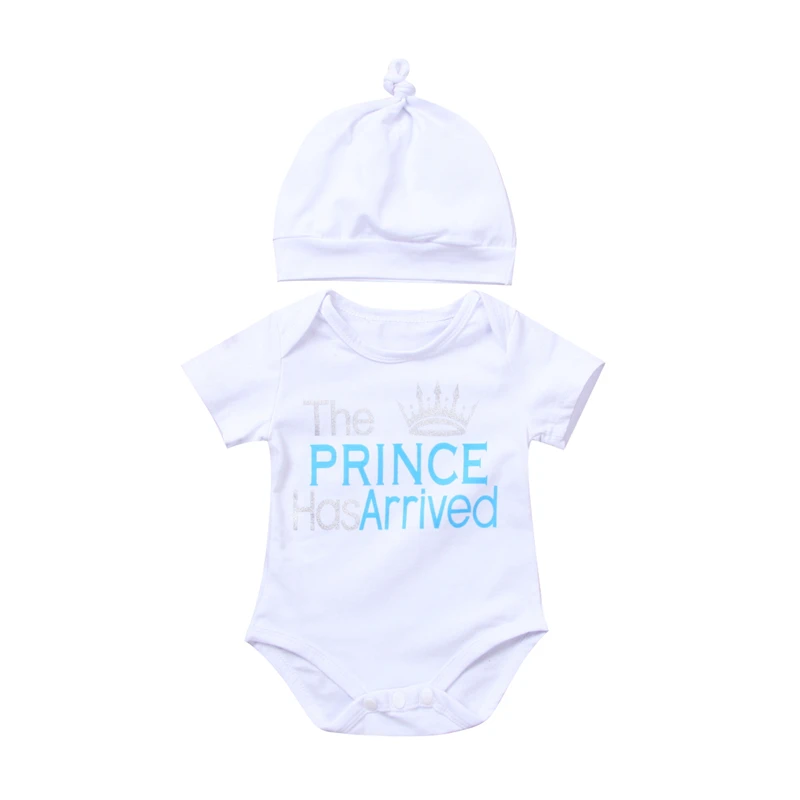 Детский хлопковый комбинезон с коротким рукавом и надписью в комплекте | Детская