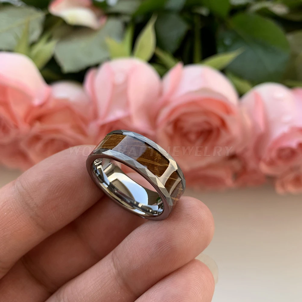 Новый стиль 8 мм вольфрамовое молотковое кольцо для мужчин женщин виски баррель