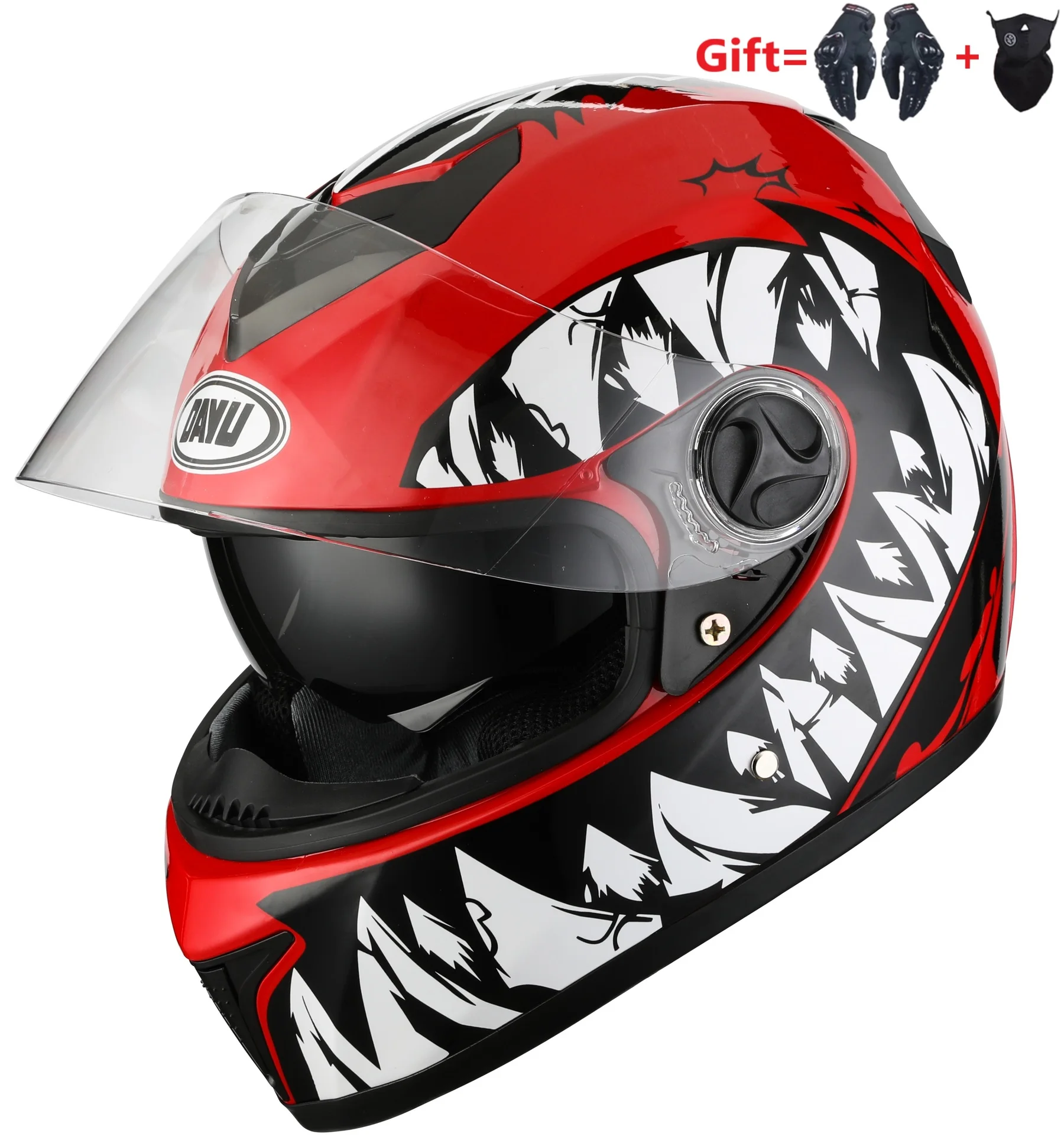 Мотоциклетный шлем гоночный для внедорожника с двойными линзами в горошек