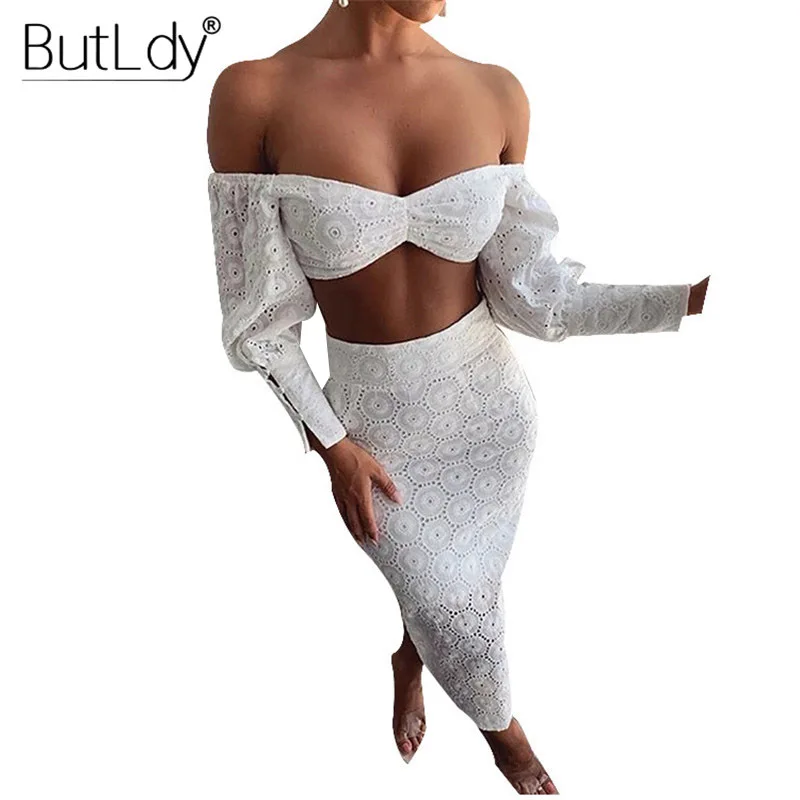 Женский комплект из двух предметов с вышивкой укороченный Топ длинным рукавом и