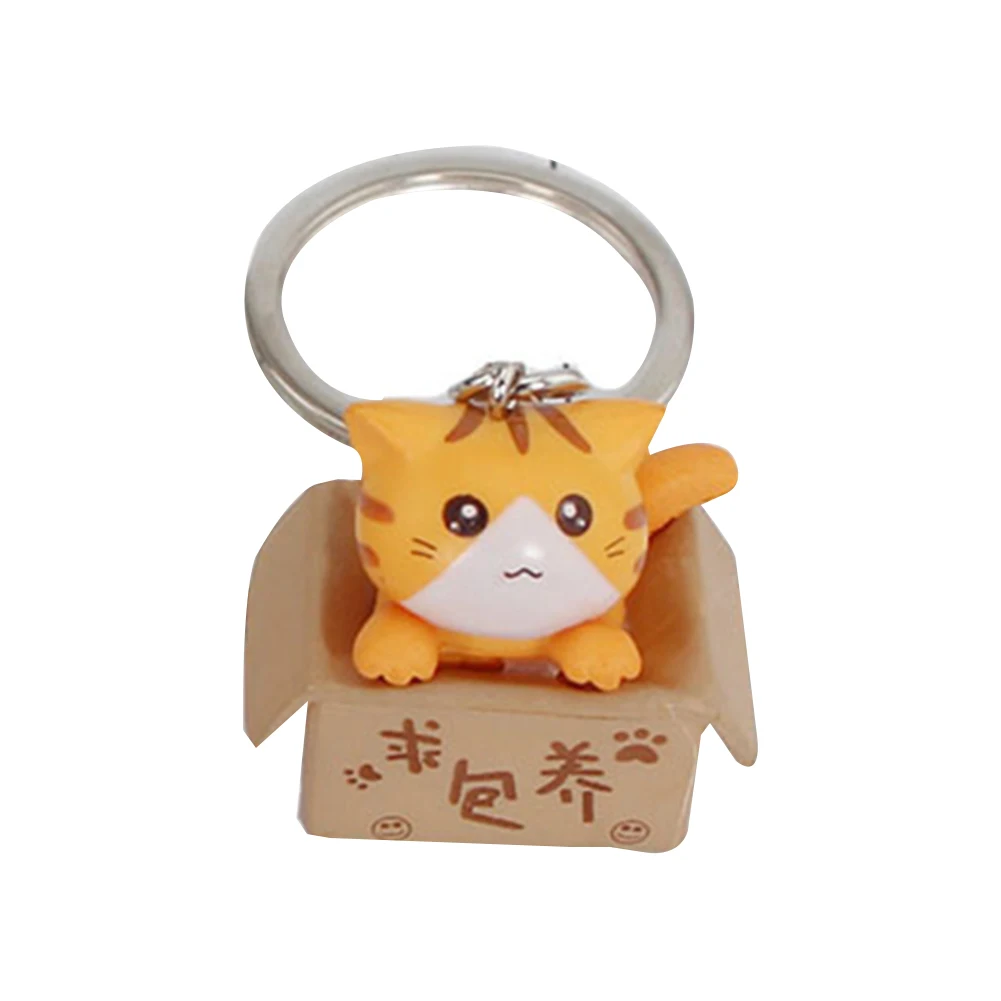 Прекрасный мультфильм котенок коробка кулон брелок кольцо держатель сумка