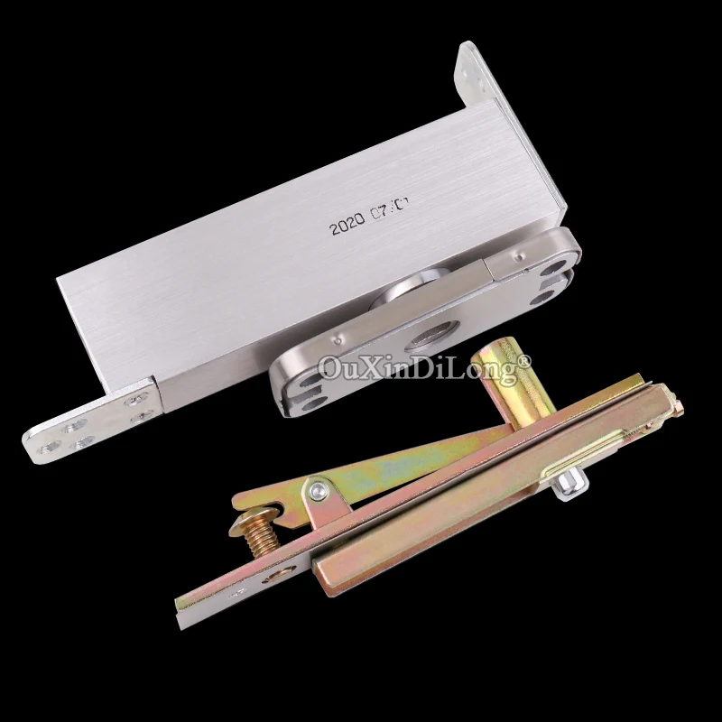 

New 1Set Heavy Door Pivot Hinges Invisible Hydraulic Buffer 90Â° Positioning Floor Spring Furniture Door Hinges Install Up & Down