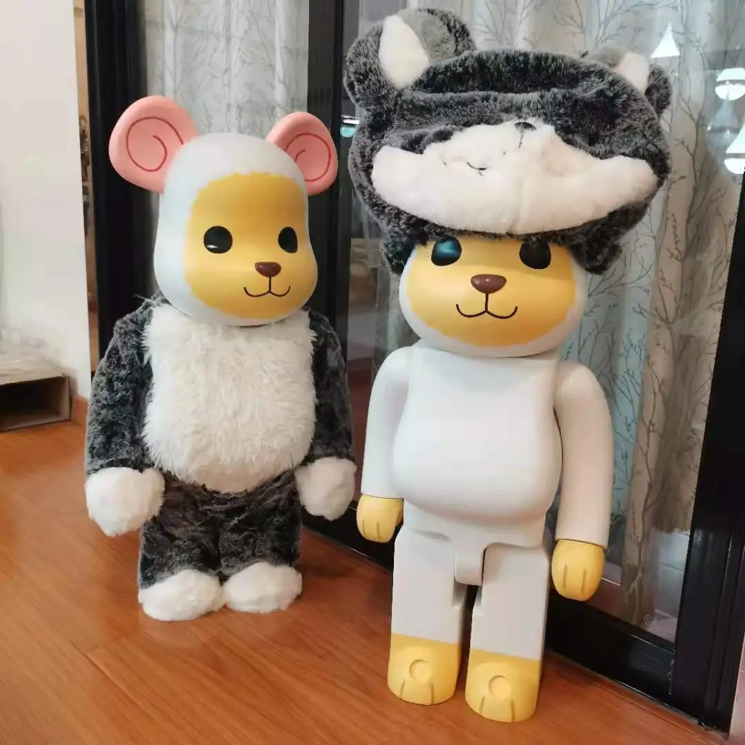 1000% 70 см игрушечные фигурки Bearbricklys из блоков медведь волк кролик шерсть плюшевая