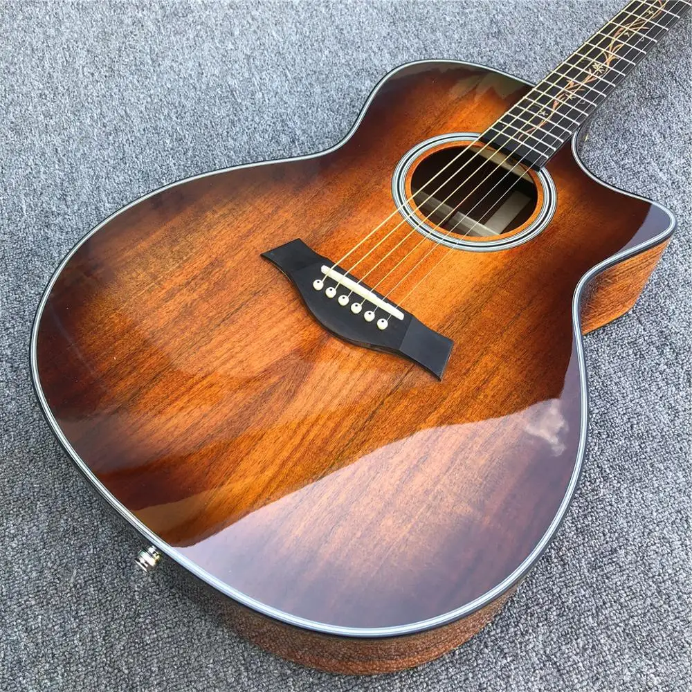 Высокое качество Ebony fingerboard Chaylor K24ce Акустическая гитара, фабрика Cutaway K24 Solid koa гитара