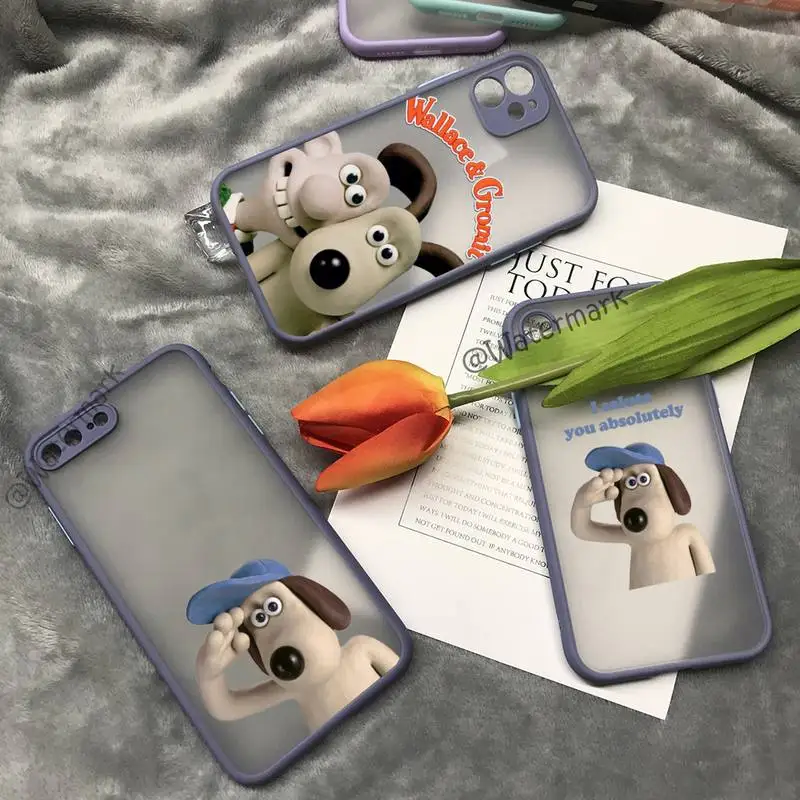 

Wallace And Gromit Phone Case For IPhone 12 11 Pro Max Xs Xr X 7 8 Plus Grayish Purple Matte Translucent Coque