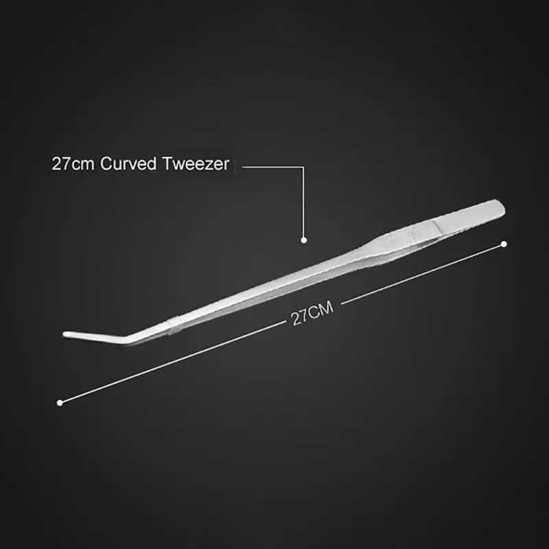 27cm curved tweezers Аквариумные Растительные Инструменты, держатель для хранения, аквариум для очистки, длинные щипцы, ножницы-пинцет, контейнер для чистки растений из нержавеющей стали - Цвет: 27cm curved tweezers