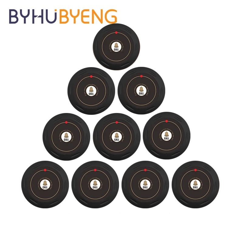 

BYHUBYENG 10pcs Button for Hookah Young Pager for Waiter Nursing System Panic Admission Staff Wireless Call Restaurant Equipment