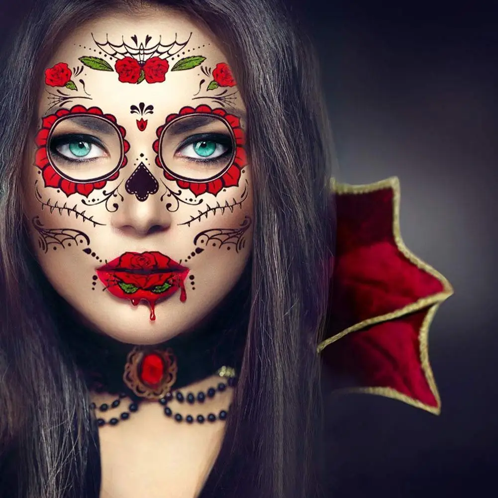 Временная татуировка для лица на Хэллоуин водостойкая специальная наклейка