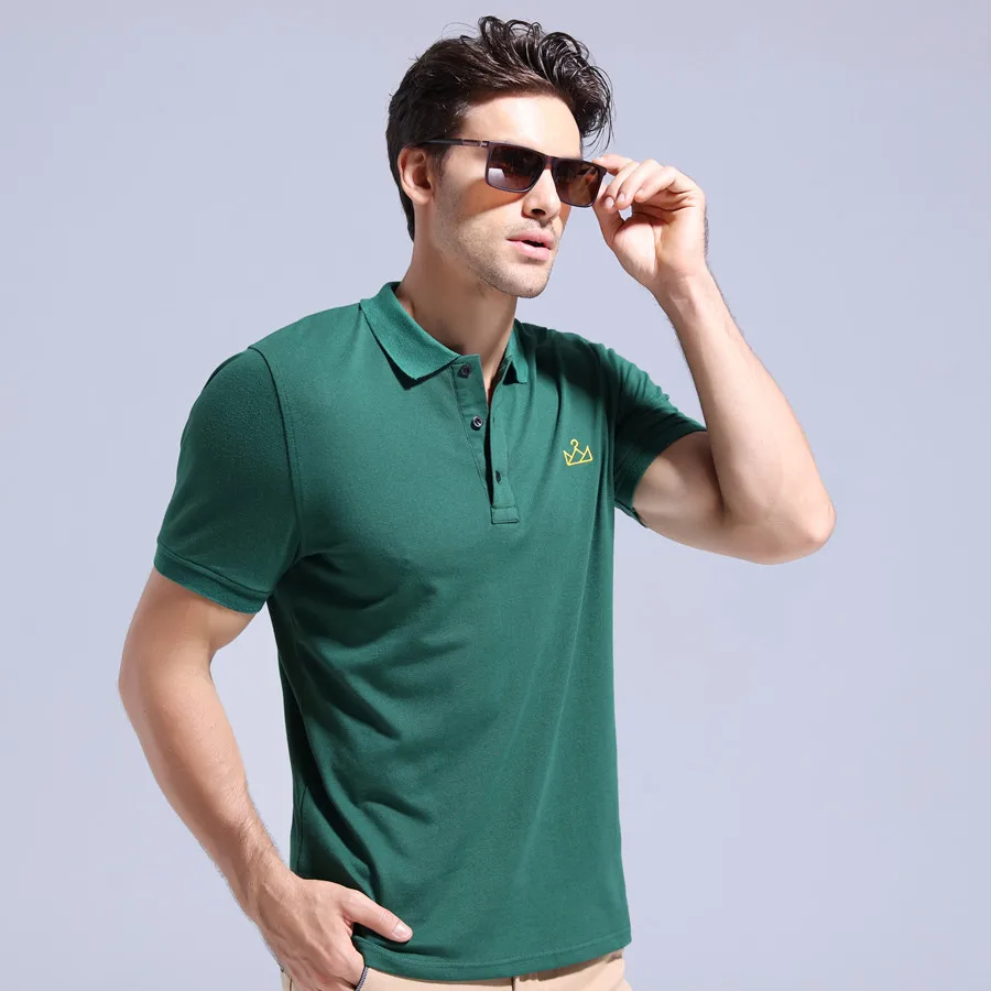 Мужская Повседневная рубашка поло с вышивкой и коротким рукавом мужские