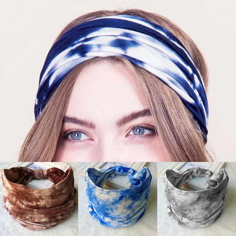 Женские широкие спортивные Йога повязка на голову эластичная для головы с