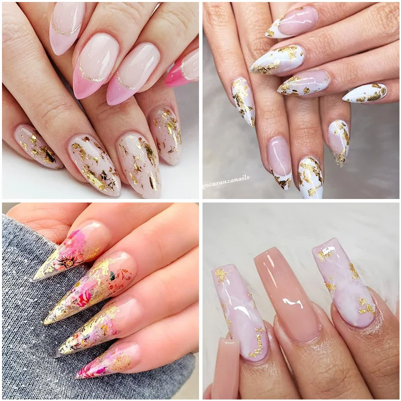 

Gold Silver Nail Art Foil Paper Irregular Aluminum Nail Sticker 3D Nail Art Transfer Sticker Decoration Tips Decal