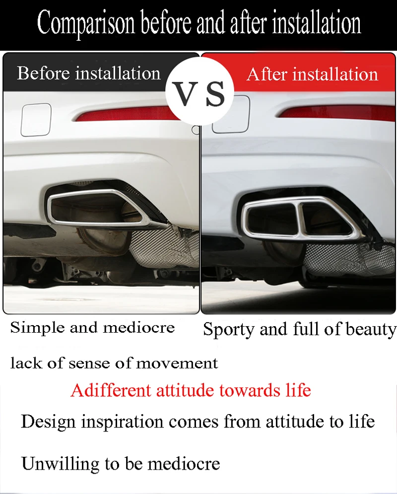 

Four Exhaust Pipes, Tail Throat Stainless Steel Exhaust Pipe Decoration Suitable for BMW 5 Series GT 6 Series/X3/X5/X7 2018-2019