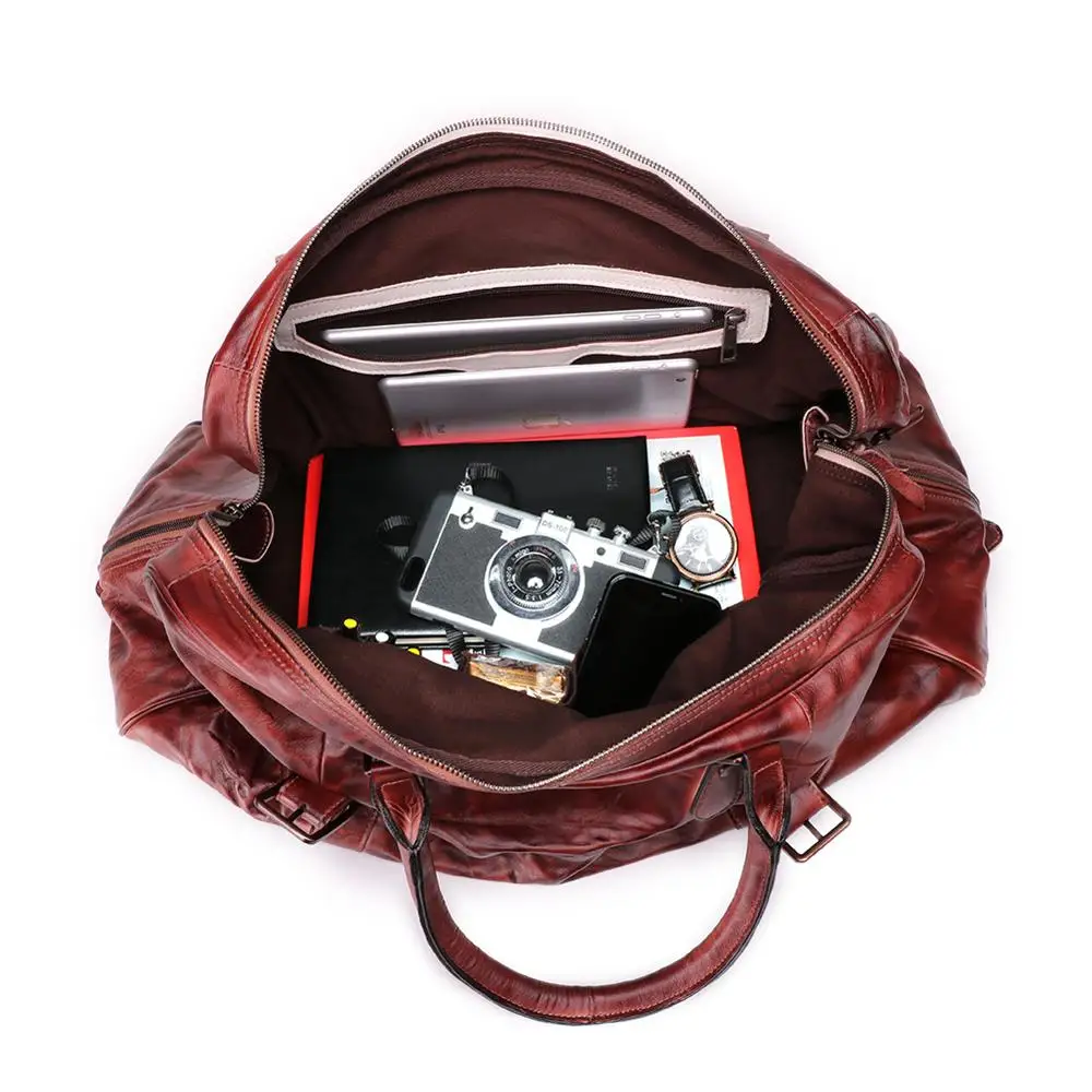 Сумка спортивная JOGUJOS мужская из натуральной кожи саквояж на плечо в винтажном