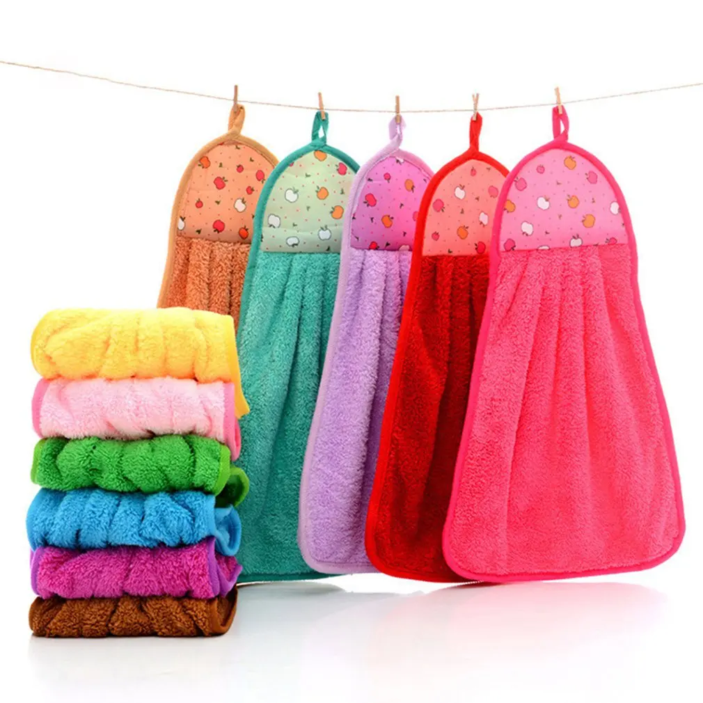 

Hook Coral Fleece Towel Fashion Comfortable Soft Hanging Towel Strong Absorbent Towel Kitchen Towels