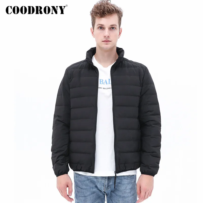COODRONY брендовая куртка на утином пуху мужская зимняя с карманами молнии