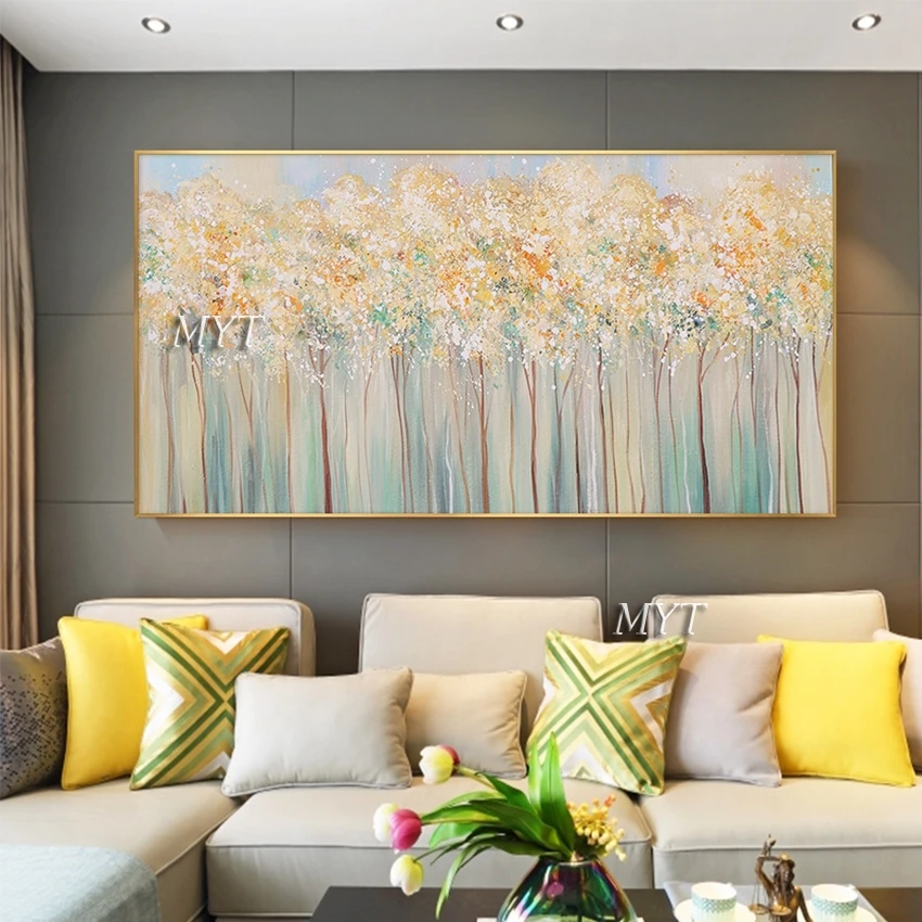 

No Framed Hand Painted New Arrival Abstract Gold Tree Oil Painting On Canvas Artwork Paintings Wall Pictures Wall Art For Bedro