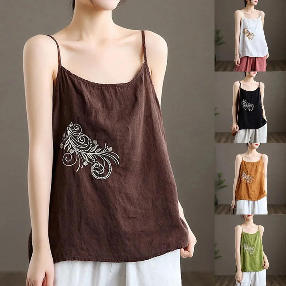 

Women Loose Cotton Camisole Tank Top Spaghetti Strap Sleeveless Crop Vest Fashion Summer Lady Sexy Strappy Camisole Top Shirts