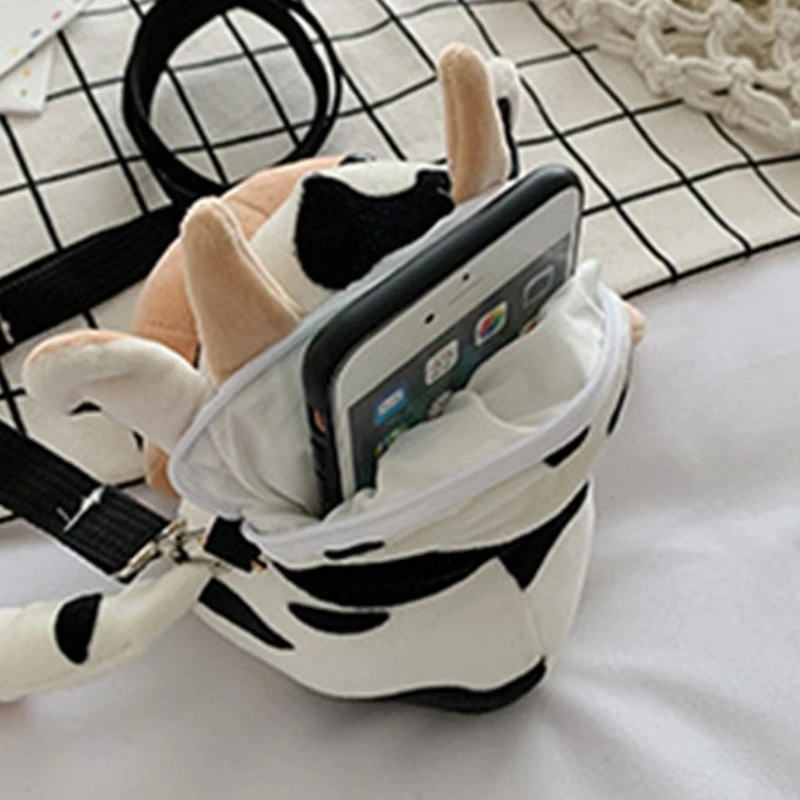 

Women Girl Cartoon Plush Cow Handbag Chain Shoulder Messenger Crossbody Bag Satchel Tote Purse