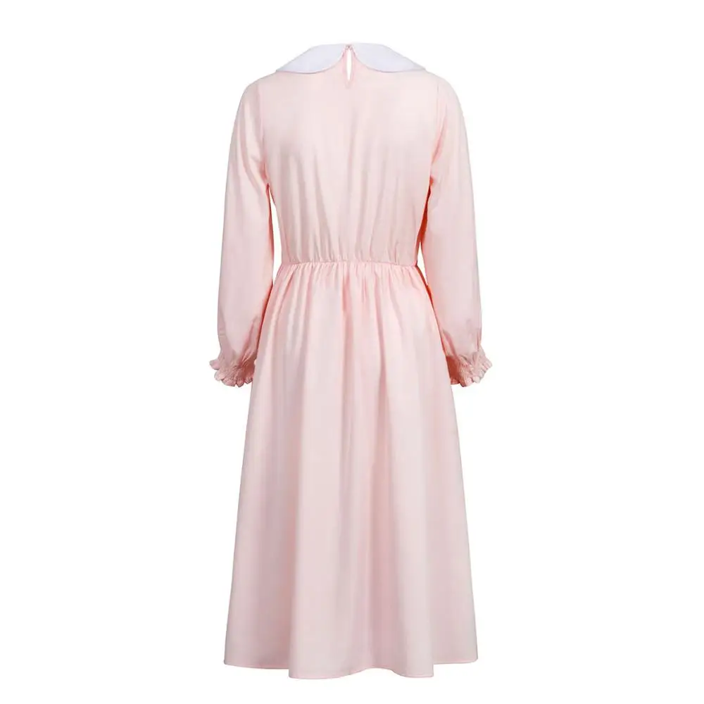 Женское платье с длинным рукавом Eleven's розовое вечернее кукольным воротником
