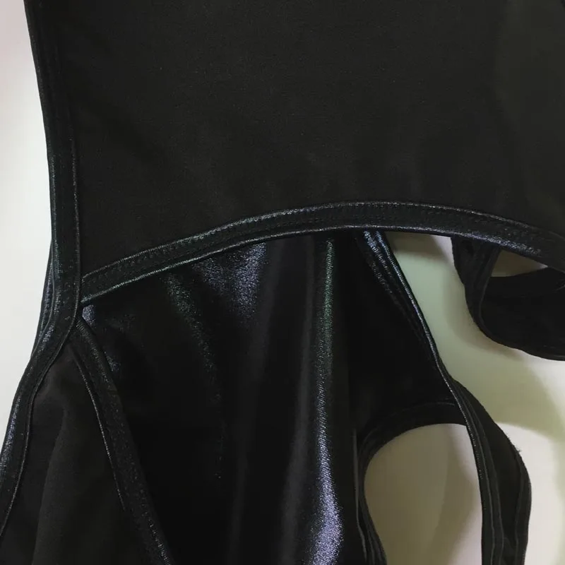 Сексуальные женские блестящие кожаные трусики с вырезами Wetlook открытая ягодица промежность Танга Трусики Клубное нижнее белье под брюки Фетиш белье