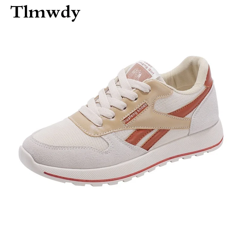 

2021 New Spring Women's Sneakers Fashionable Comfortable Vulcanized Shoes Flat Casual Women's Lace-up Color Matching Shoes