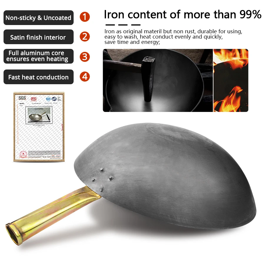 Высокое качество Woks китайский Железный ВОК традиционный ручной вок для газовой и