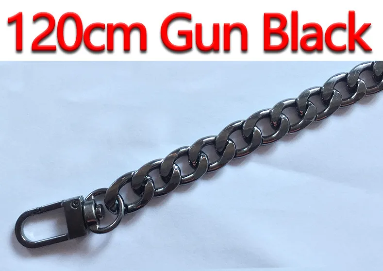 120cm Gun Black Ультра светильник Алюминиевые цепочки DIY золото, серебро, пистолет черный 12 мм сменный светильник на цепочке кошелек ремень, сумка ремни для маленькой сумочки - Цвет: 120cm Gun Black