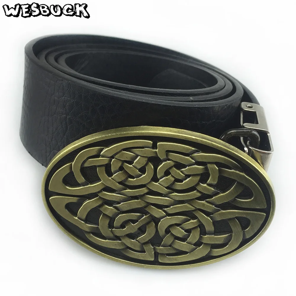

5 PCS MOQ WesBuck Brand Retro Western Celtic Knot Jeans Gift Belt Buckle PEWTER FINISH For Men 4cm Width Belt