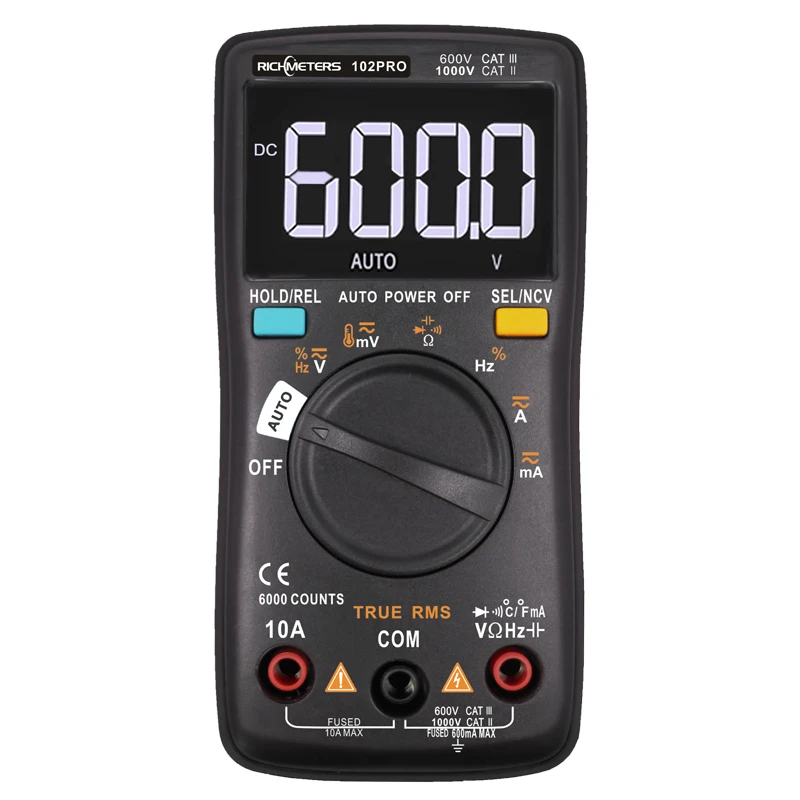 

RM102Pro Digital Multimeter 6000 counts Auto 113D Back light AC/DC Voltmeter transistor tester Frequency Diode Temperature