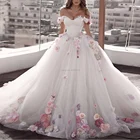 Роскошное бальное платье с цветочным принтом и бусинами, свадебные платья, сексуальные фатиновые платья с открытыми плечами для принцессы, свадебные платья для невесты, 2022