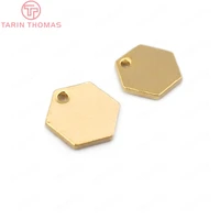 3364020pcs 8mm thickness 1mm 24k gold color brass hexagon charms high quality diy jewelry findings accessories wholesale