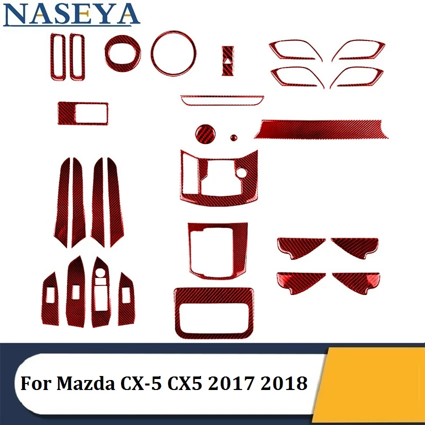 

Для Mazda CX-5 CX5 2017 2018, различные детали, красные наклейки из углеродного волокна для автомобиля, декоративные аксессуары для интерьера автомоб...