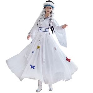 Винтажные белые танцевальные костюмы принцессы Huan Zhu Ge, одежда для китайских народных танцев, женская модель, карнавал, косплей