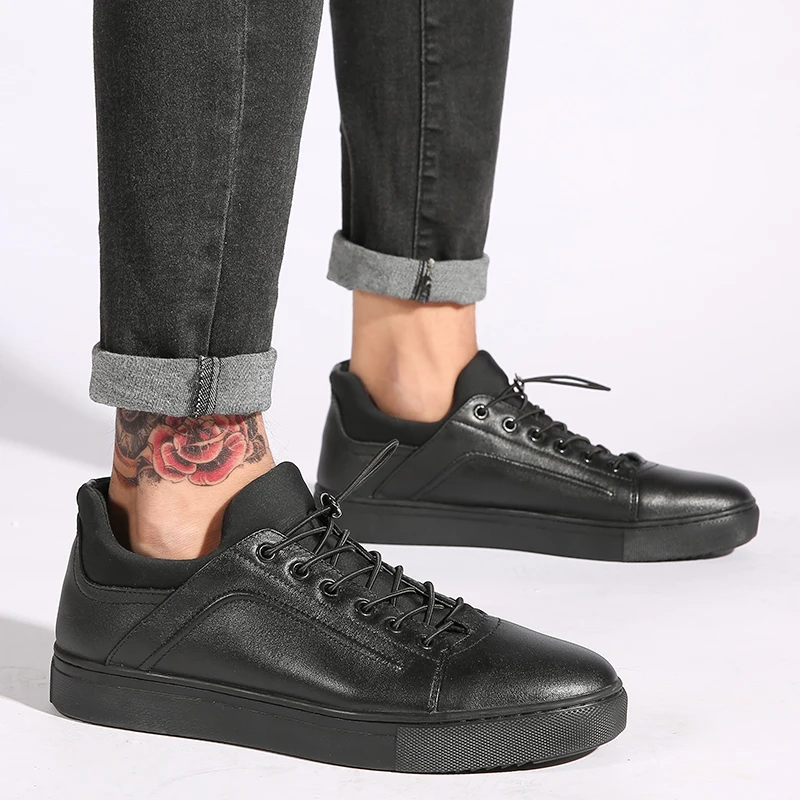 2020 New Men Genuine Leather Casual Shoes Lace Up Fashion Sneakers Rubber Sole Non-slip Breathable Soft Flats | Обувь