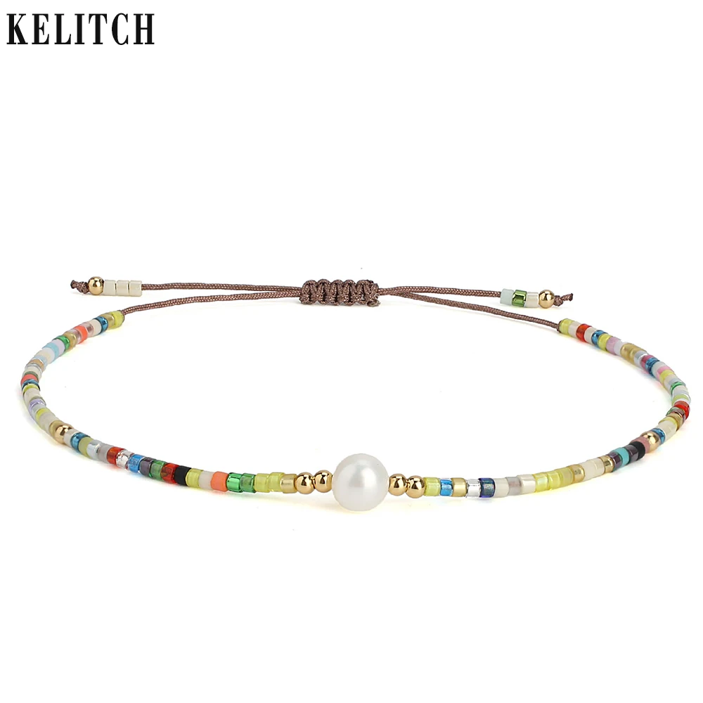 KELITCH красочные браслеты бисерная прядь плетеная ручная работа Тонкая Веревка