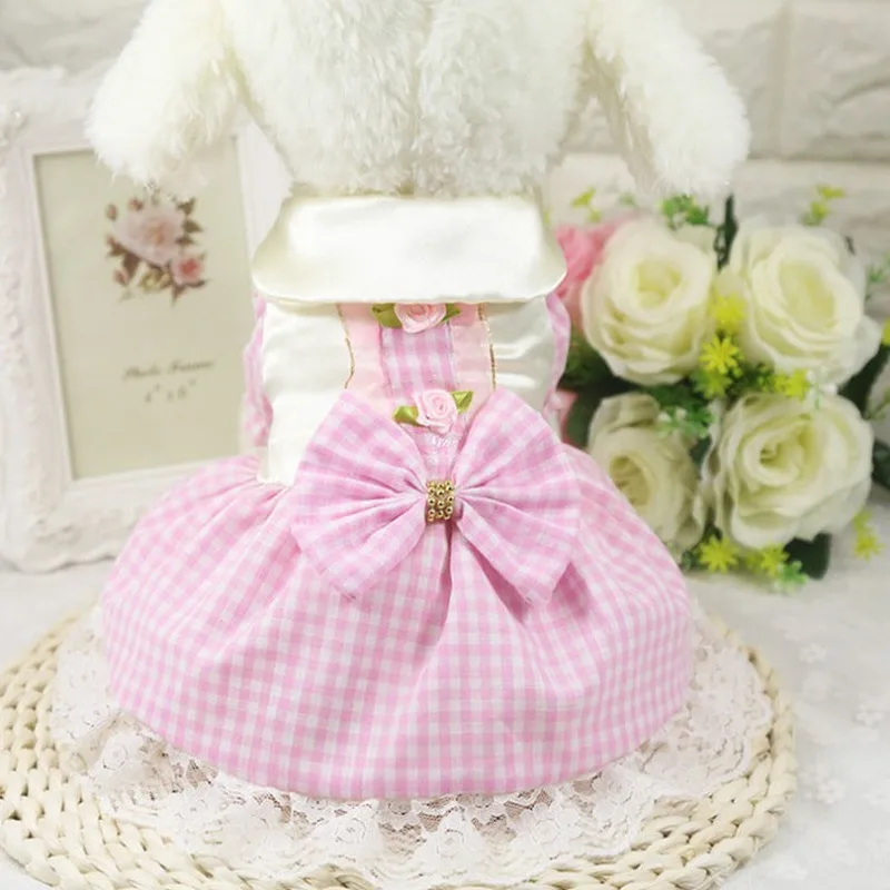 Клетчатая Одежда для собак PUOUPUOU милая одежда домашних животных Милая юбка с