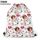 THIKIN мультфильм медсестра Детские футболки для девочек, с принтом, сумка-кисет детские школьные рюкзаки для девочек-подростков изготовленным на заказ логосом сумка женская сумка-рюкзак