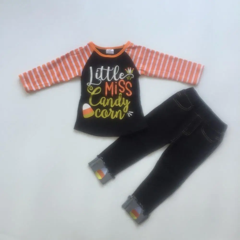 Осень зима Хэллоуин одежда для маленьких девочек комплекты одежды из хлопка с