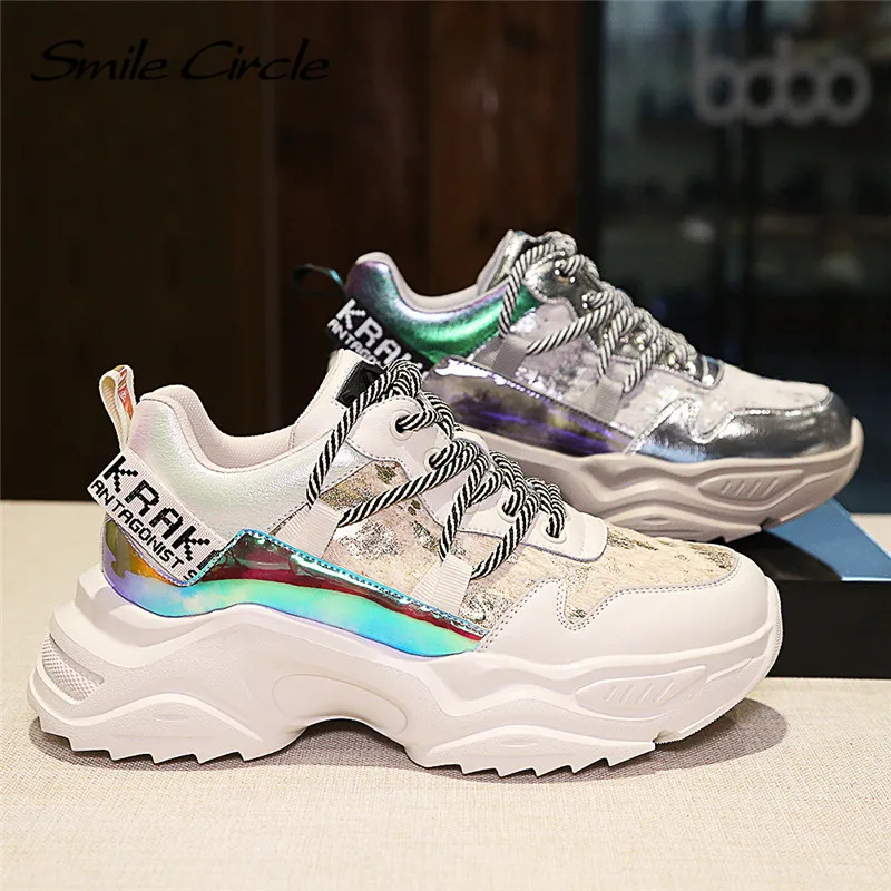 Smile Circle Women Sneakers Flats Platform shoes Patchwork Thick bottom Fashion horse hair Casual Ladies sneakers | Обувь