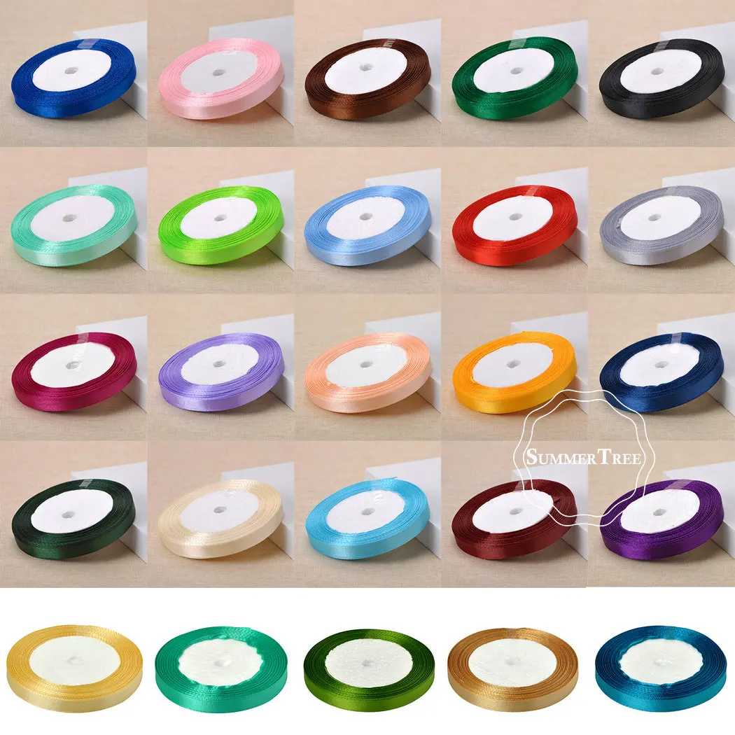25 ярдов 3/8 дюйма 10 мм атласная лента пояс подарок бант сделай сам ремесло товары