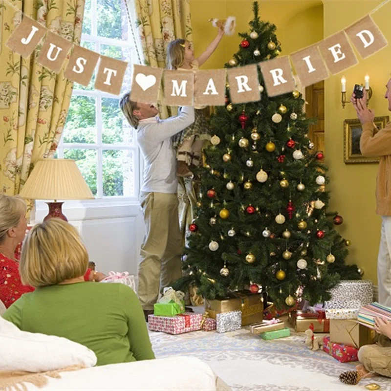 3 5 метров джутовая Мешковина овсянка деревенский только что женатый мистер Mrs