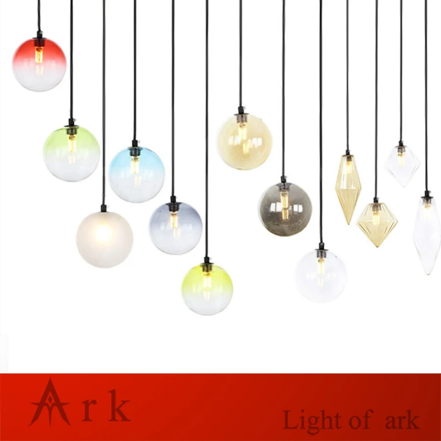Цветной стеклянный шар диаметром 8 см светодиодная Подвесная лампа для столовой |