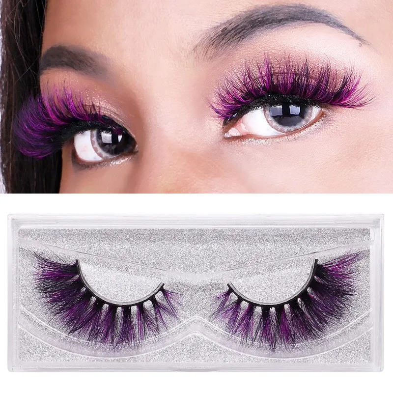 

1 Pair-Professional Mink Hair False Eyelashes Soft Handmade Coloured 9D Lashes Transparent Plastic Band Eye Makeup Tools