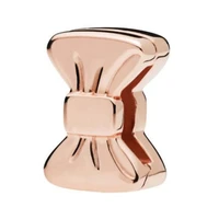 genuine 925 sterling silver charm rose gold reflexions bow clip stopper lock beads fit pan bracelet bangle diy jewelry
