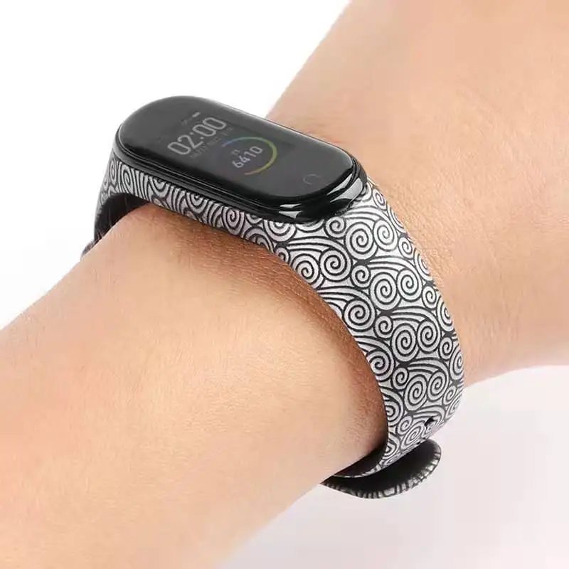 

for Mi Band 6 5 4 Strap Replacement Bracelet for Xiaomi Miband 3 4 5 Universal Silicone Wrist Strap Colorful Flowers smart watch