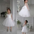 Короткое элегантное платье до колен с цветочным принтом для девочек, праздничное пышное платье принцессы, платье на день рождения 2-14 лет