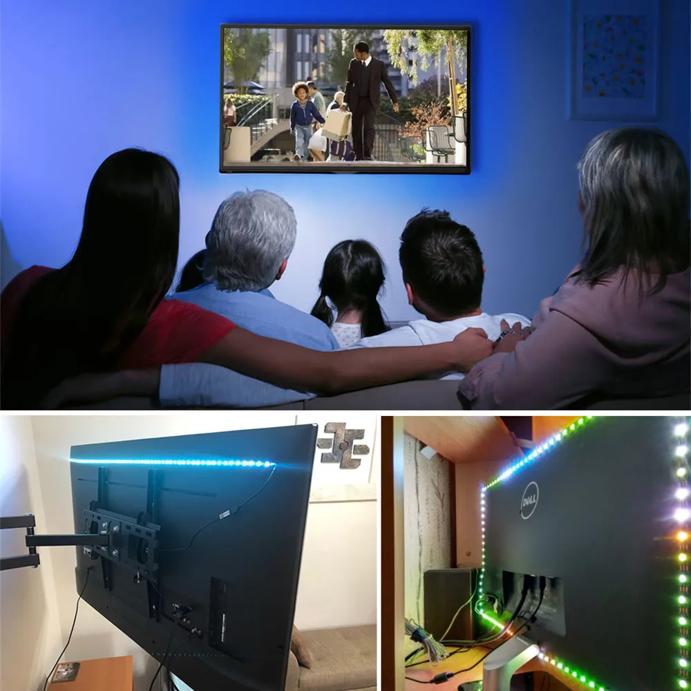 Светодиодная лента с bluetooth 5 В USB питание светильник 2835 RGB 60 светодиодов/м пульт