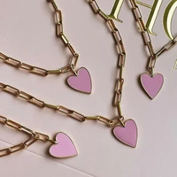 new ins retro pink peach heart love necklace temperament simple chain heart pendant necklaces for women fashion jewelry gifts
